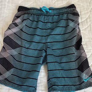 Nike Striped Black & Teal swim shorts